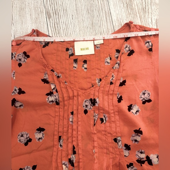 Anthropologie Maeve Maya‎ Coral Pink Floral Flutter Sleeve Top Sz4 P - Picture 12 of 12